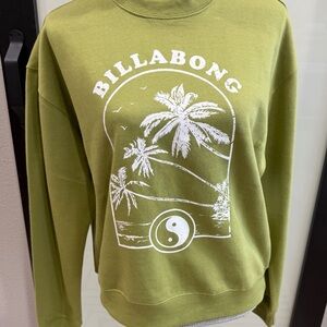 Billabong Women's Dawn Patrol Green Crew Neck Sweatshirt - NEW WITH TAGS